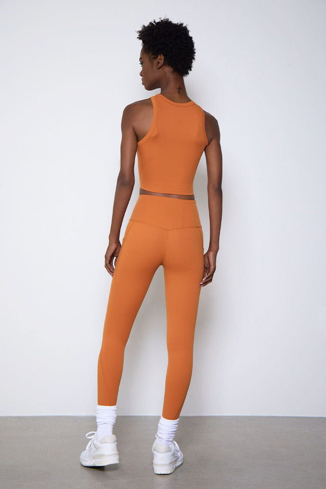 ESSENTIAL CREWNECK CROP-RUST ORANGE