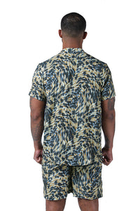 LAGUNA NIGHTS SHIRT-BROWN/BLUE MULTIPRINT