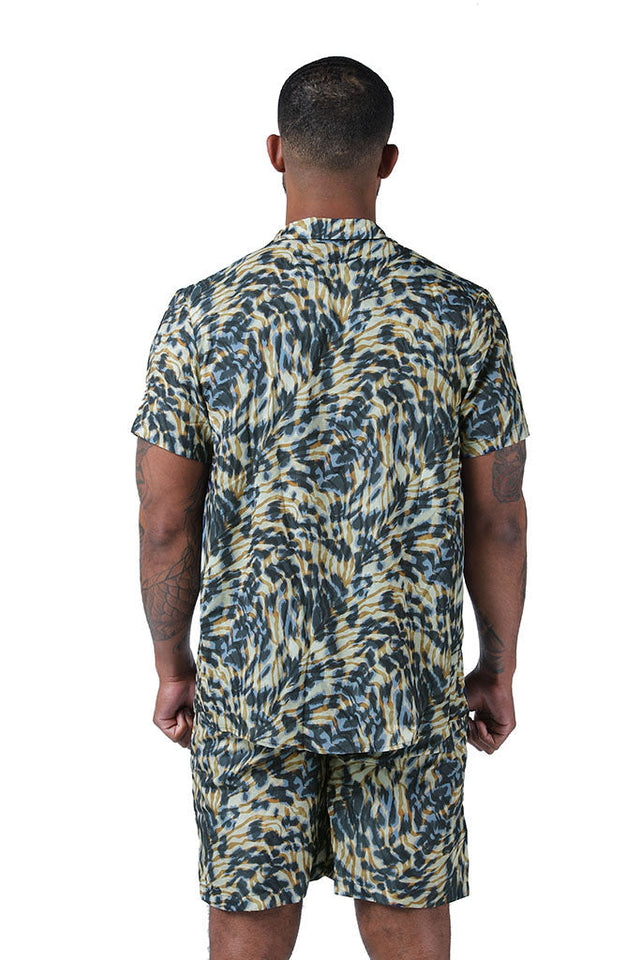 LAGUNA NIGHTS SHIRT-BROWN/BLUE MULTIPRINT