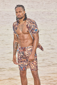 LAGUNA NIGHTS SHIRT - BROWN ABSTRACT