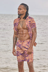 LAGUNA NIGHTS SHIRT - PURPLE LINE PRINT