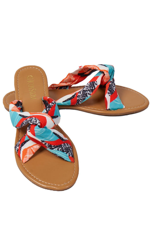 MAKING MOVES SANDALS-RED AZTEC PRINT