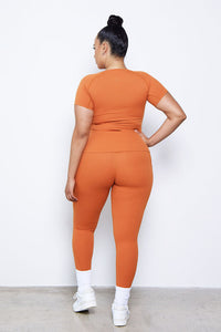 ESSENTIAL CREWNECK TOP-RUST ORANGE