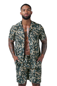 LAGUNA NIGHTS SHIRT-BROWN/BLUE MULTIPRINT