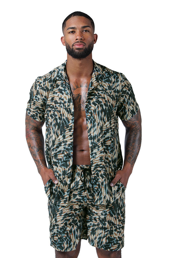 LAGUNA NIGHTS SHIRT-BROWN/BLUE MULTIPRINT