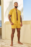 COMEBACK SEASON LINEN SHORTS-YELLOW