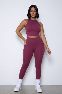 ESSENTIAL LEGGINGS-RED WINE