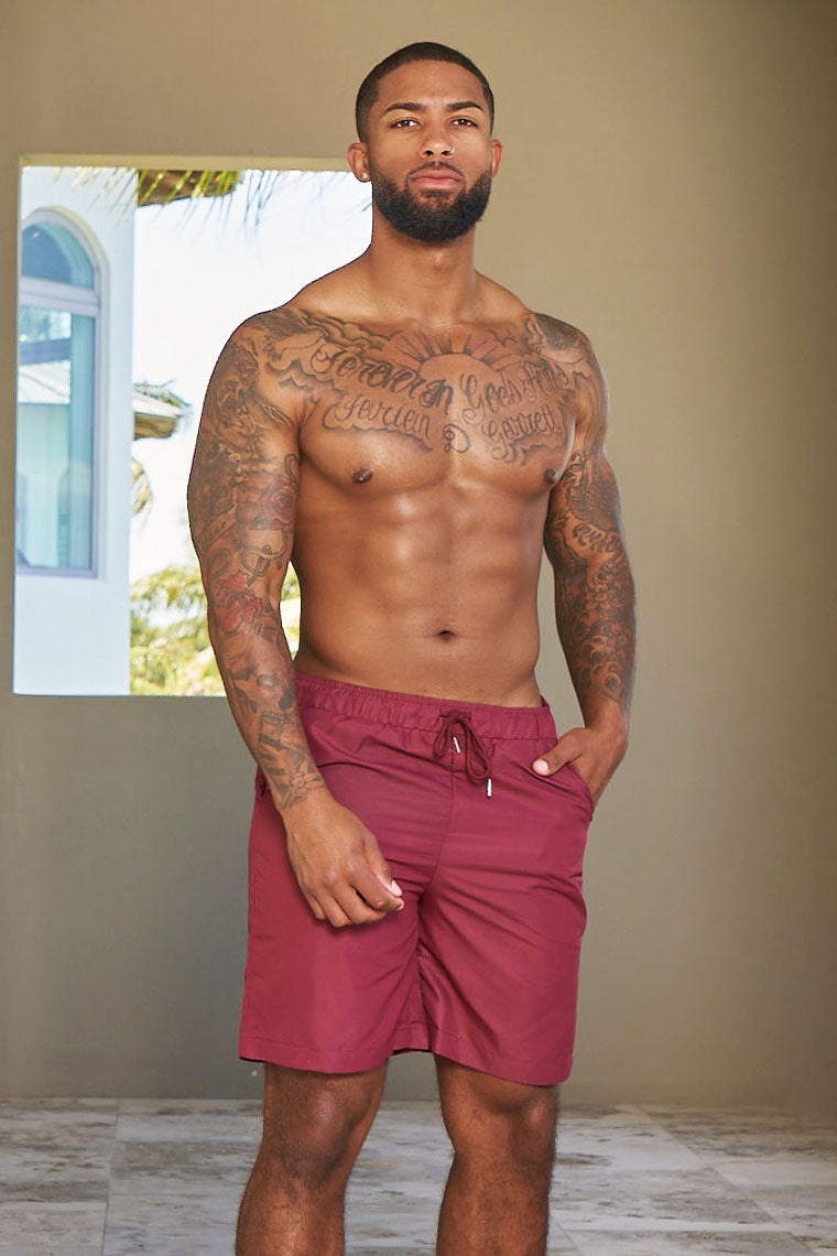 CREW LOVE BEACH SHORTS - RED WINE