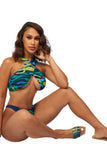 LET IT SLIDE SANDALS-GREEN ABSTRACT PRINT