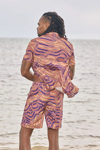 LAGUNA NIGHTS SHIRT - PURPLE LINE PRINT