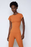 ESSENTIAL CREWNECK TOP-RUST ORANGE
