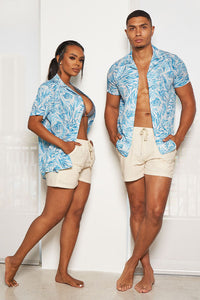 LAGUNA NIGHTS SHIRT-LEAF PRINT